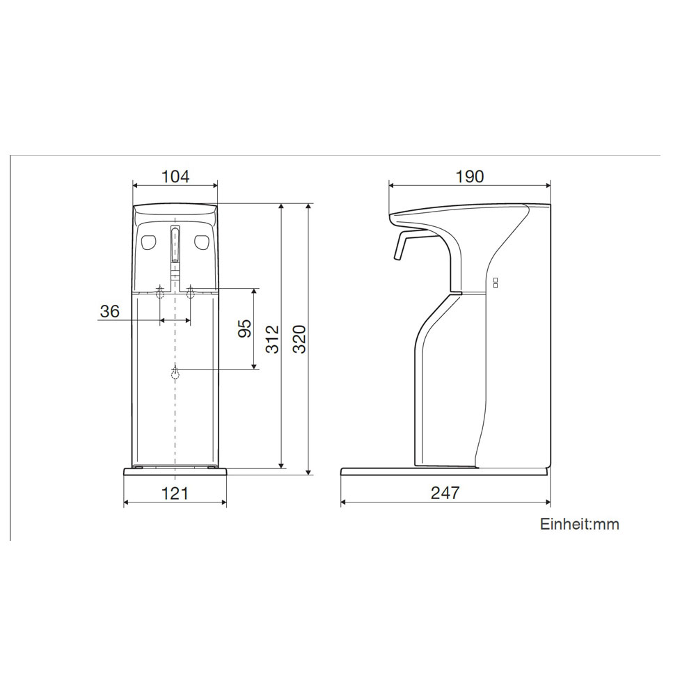 ADS-500/1000 Saraya Automatik Spender Abmessung