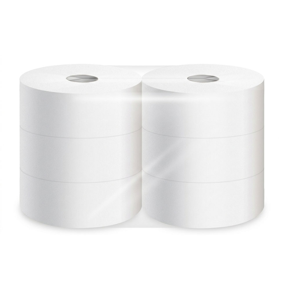 6 Rollen Jumbo-Toilettenpapier, Tissue, 2-lagig, hochweiß, 350 m 