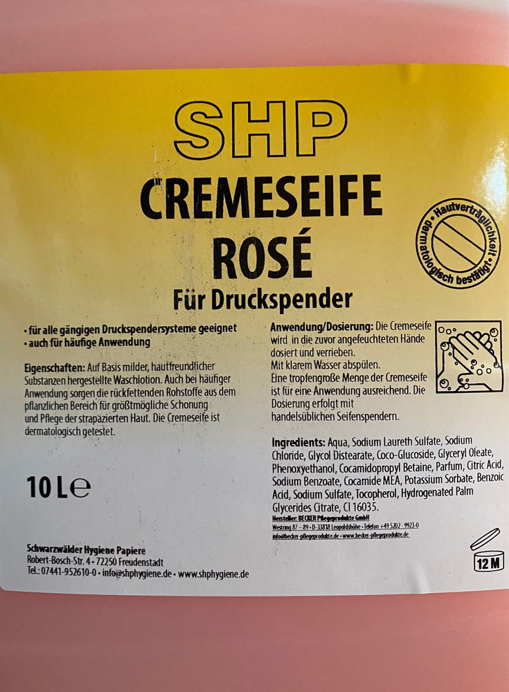 rosa Nachfüllseife Etikett