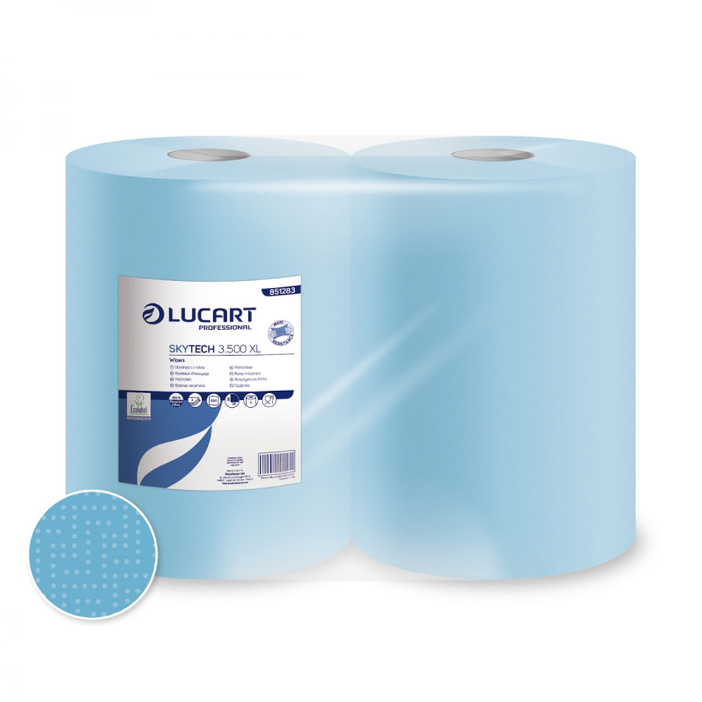Putztuchrolle blau, 500 Blatt pro Rolle, 36 cm ABriss 