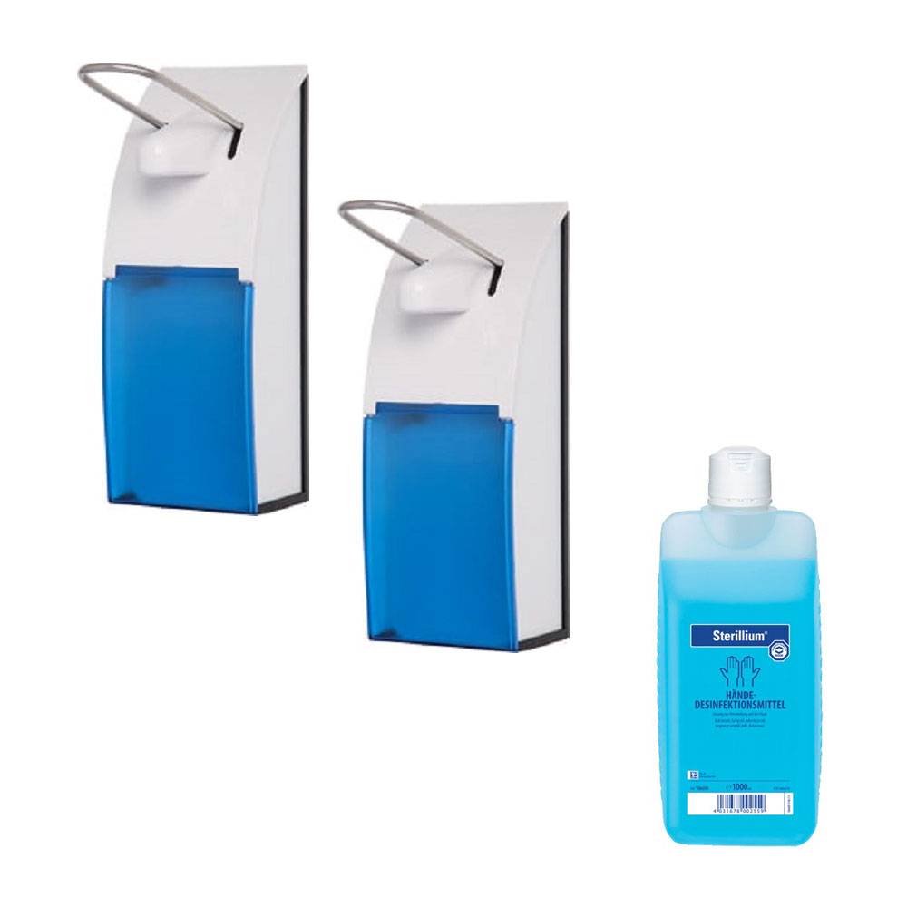 2 Dosierspender mit Hebel 500 ml blaue Abdeckung inklusive 1000 ml Bode Sterilliium