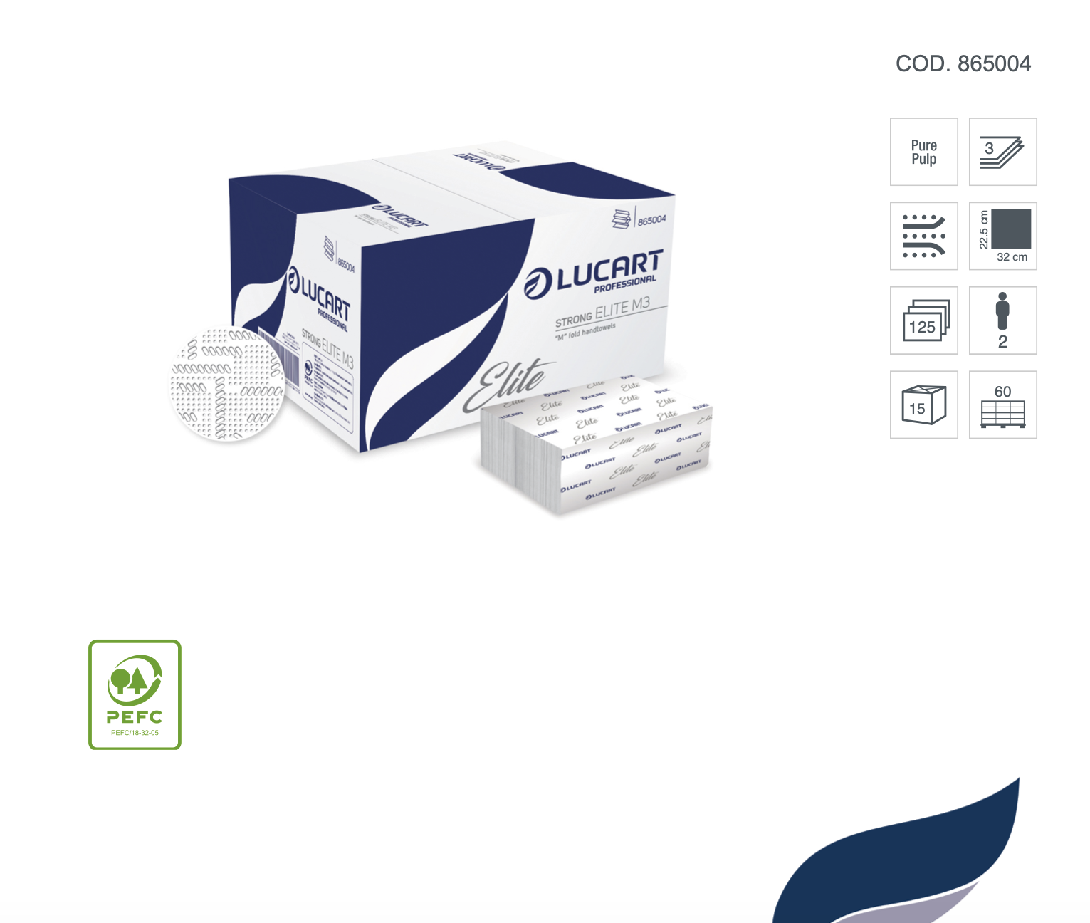 Lucart Strong Elite M3 – M-Falz Handtuchpapier, 3-lagig, 100% Zellstoff (1.875 Blatt)