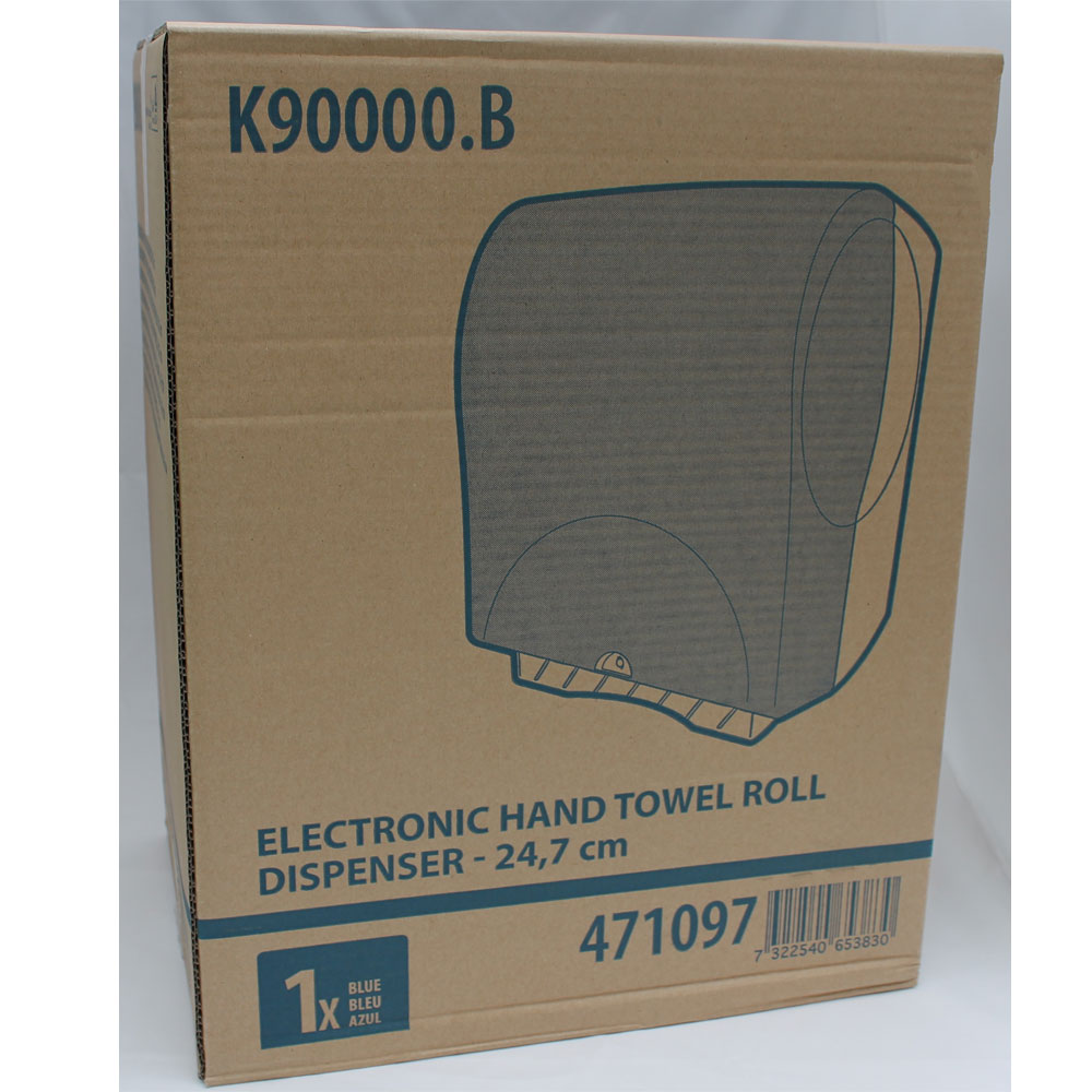 Elektronischer Handtuchrollenspender sensor blau Verpackung