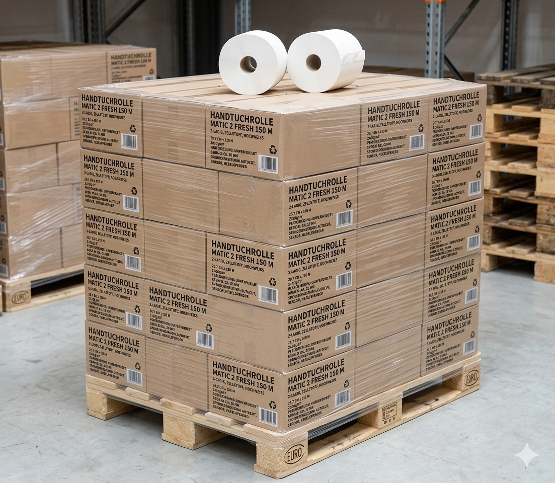 Handtuchrolle Matic 2 Fresh – 150m hochweiß | 2-lagig Zellstoff für AutoCut-Spender