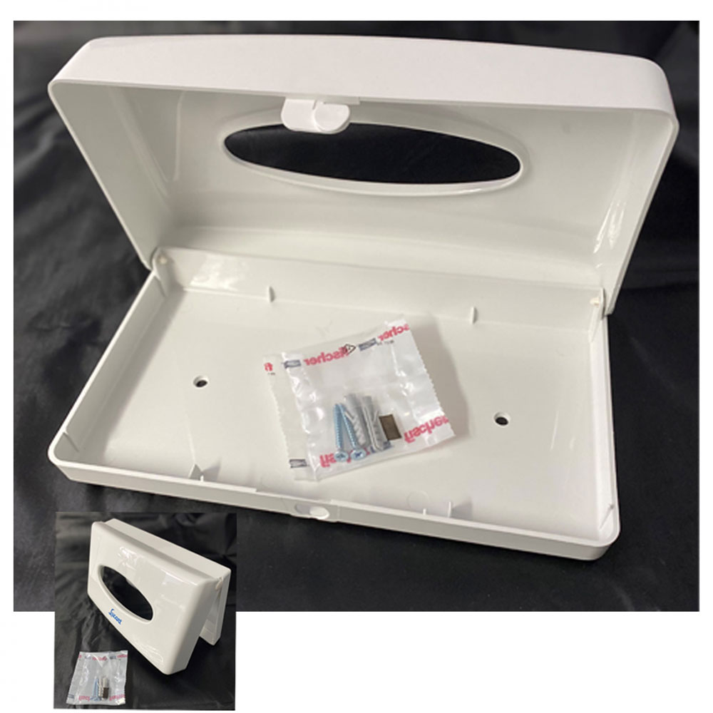 Kosmetiktuchspender Lucart, geöffnet, mit Montagematerial