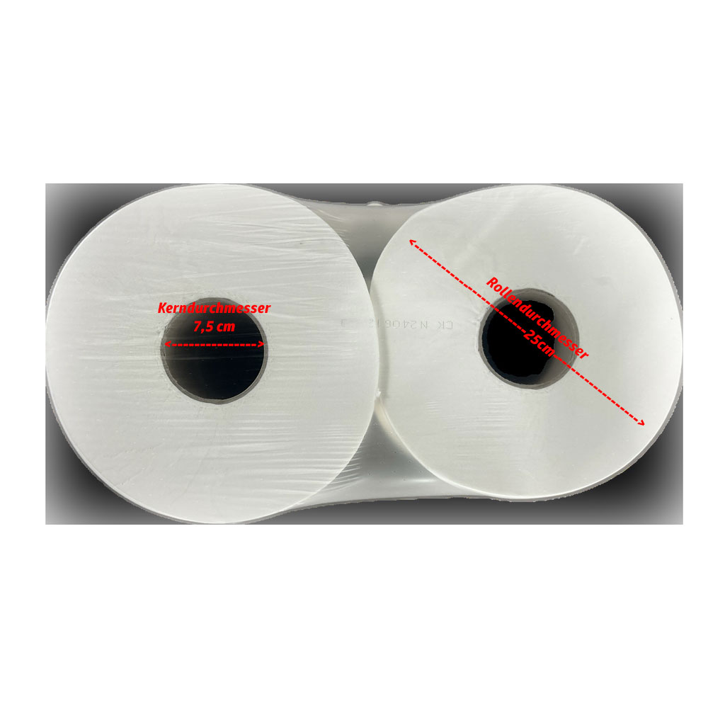 Jumborollen 25 cm Durchmesser, Kern 7,5 cm, schnell lösendes Papier