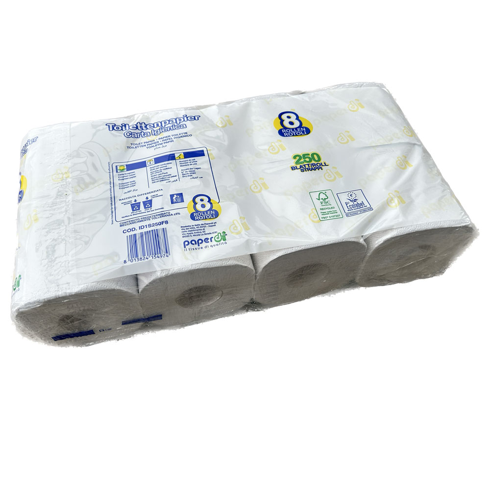 8 x 8 Rollen 250 Blatt Klopapier aus recycling Material