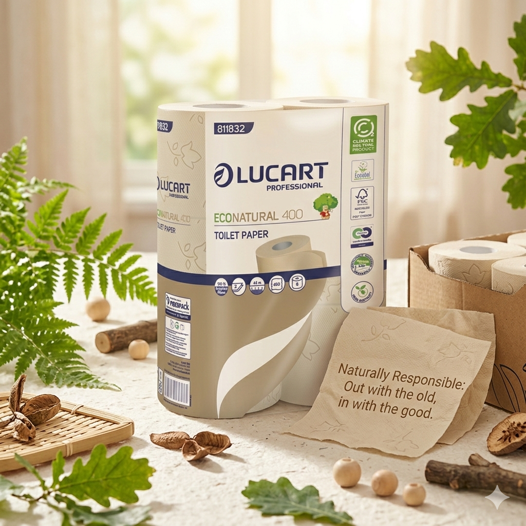 30 Rollen Toilettenpapier, Lucart Eco Natural 400, 2-lagig