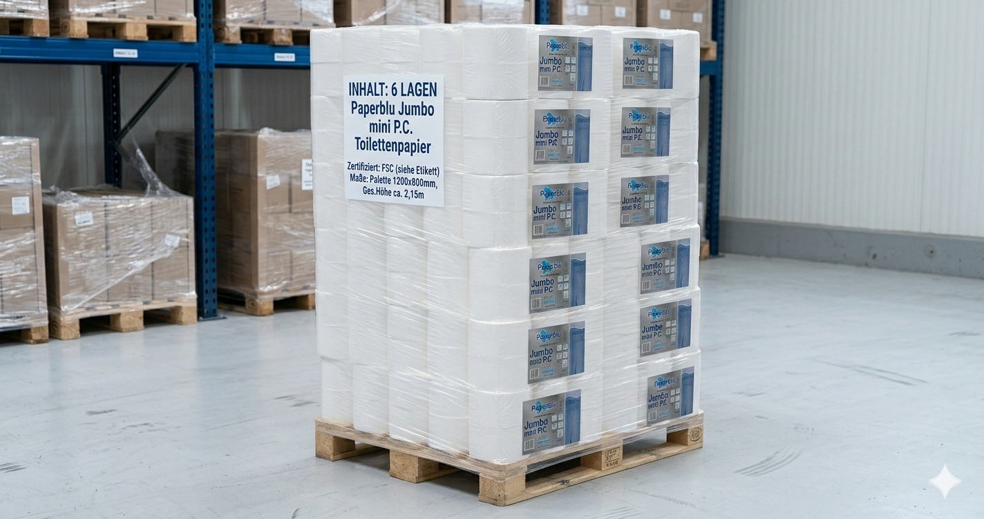 Palette Mini-Jumbo Toilettenpapier – 504 Rollen (42 VE)