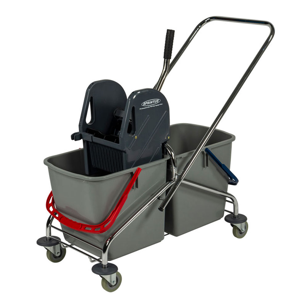 Doppelfahrwagen Reinigunswagen mit Presse 2 x 27 Liter Eimer